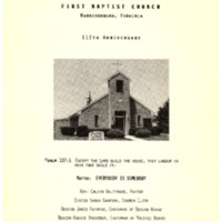 First Baptist Church One-Hundred-Twelfth Anniversary Booklet